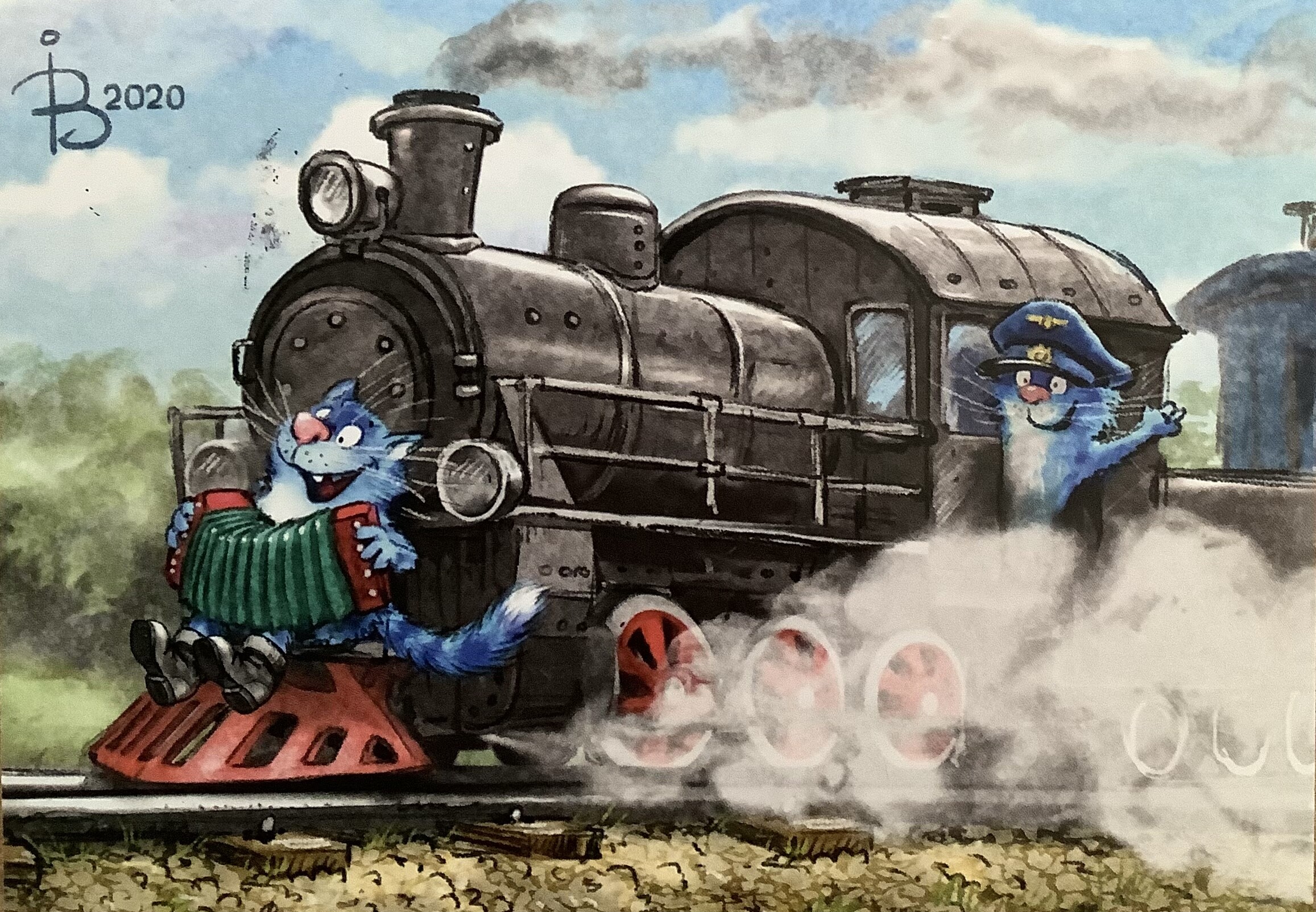 кот паровоз